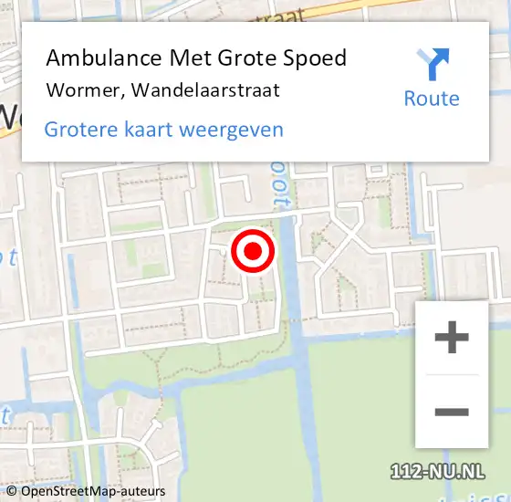 Locatie op kaart van de 112 melding: Ambulance Met Grote Spoed Naar Wormer, Wandelaarstraat op 24 maart 2022 08:18