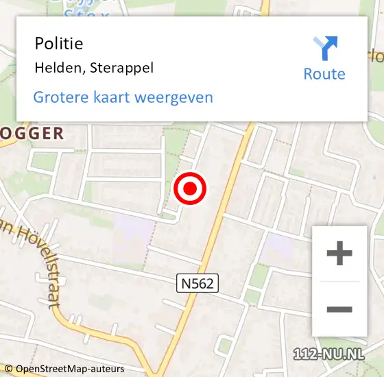 Locatie op kaart van de 112 melding: Politie Helden, Sterappel op 24 maart 2022 08:40