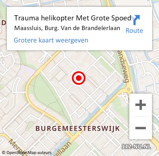 Locatie op kaart van de 112 melding: Trauma helikopter Met Grote Spoed Naar Maassluis, Burg. Van de Brandelerlaan op 24 maart 2022 08:43