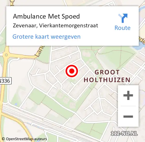 Locatie op kaart van de 112 melding: Ambulance Met Spoed Naar Zevenaar, Vierkantemorgenstraat op 24 maart 2022 08:49