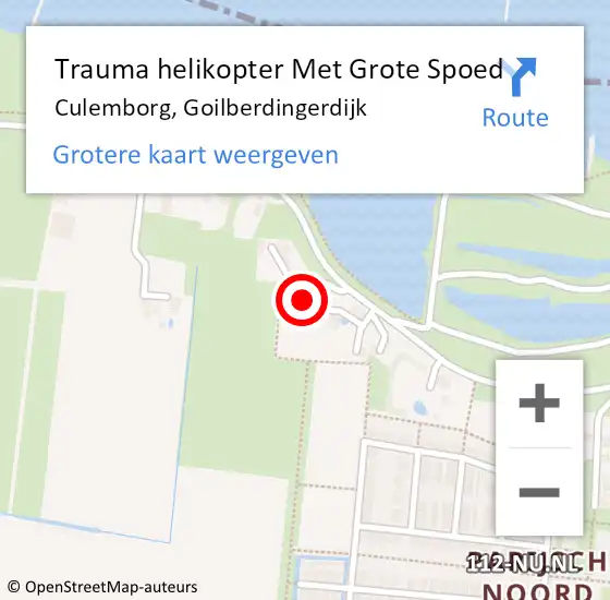 Locatie op kaart van de 112 melding: Trauma helikopter Met Grote Spoed Naar Culemborg, Goilberdingerdijk op 24 maart 2022 08:54