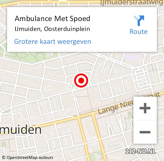 Locatie op kaart van de 112 melding: Ambulance Met Spoed Naar IJmuiden, Oosterduinplein op 24 maart 2022 09:10