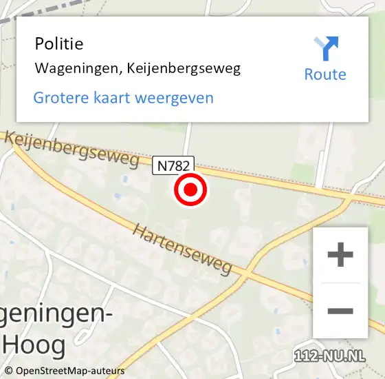 Locatie op kaart van de 112 melding: Politie Wageningen, Keijenbergseweg op 24 maart 2022 09:15