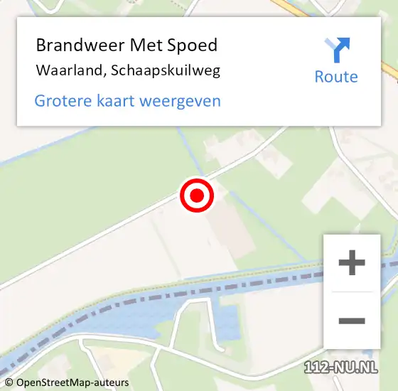 Locatie op kaart van de 112 melding: Brandweer Met Spoed Naar Waarland, Schaapskuilweg op 24 maart 2022 09:20