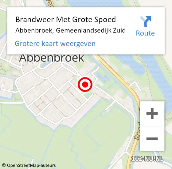 Locatie op kaart van de 112 melding: Brandweer Met Grote Spoed Naar Abbenbroek, Gemeenlandsedijk Zuid op 24 maart 2022 09:24