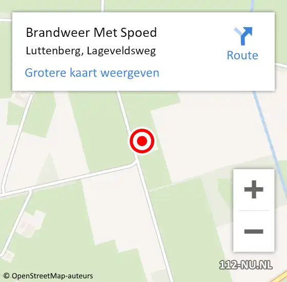 Locatie op kaart van de 112 melding: Brandweer Met Spoed Naar Luttenberg, Lageveldsweg op 24 maart 2022 09:36