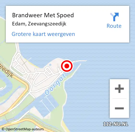 Locatie op kaart van de 112 melding: Brandweer Met Spoed Naar Edam, Zeevangszeedijk op 24 maart 2022 09:38