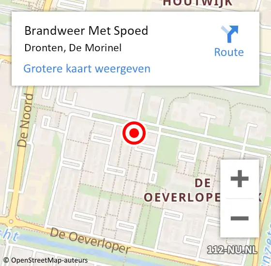 Locatie op kaart van de 112 melding: Brandweer Met Spoed Naar Dronten, De Morinel op 24 maart 2022 10:03