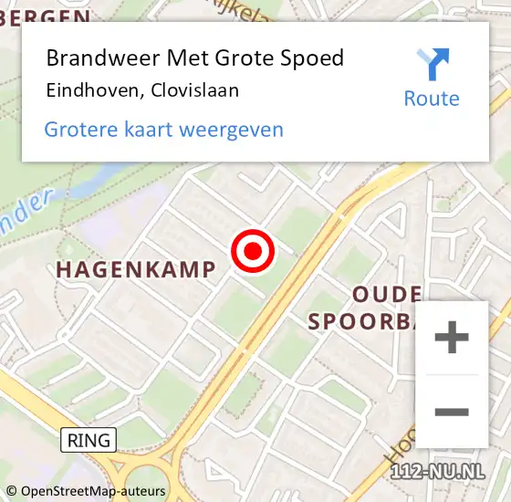 Locatie op kaart van de 112 melding: Brandweer Met Grote Spoed Naar Eindhoven, Clovislaan op 24 maart 2022 10:14