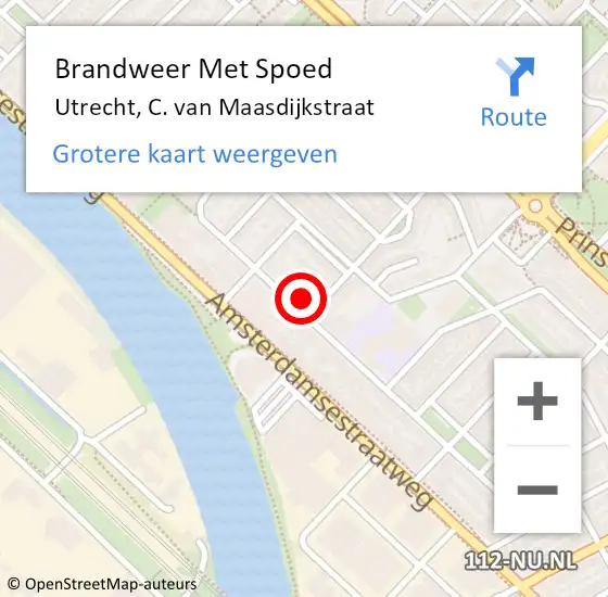 Locatie op kaart van de 112 melding: Brandweer Met Spoed Naar Utrecht, C. van Maasdijkstraat op 24 maart 2022 10:20