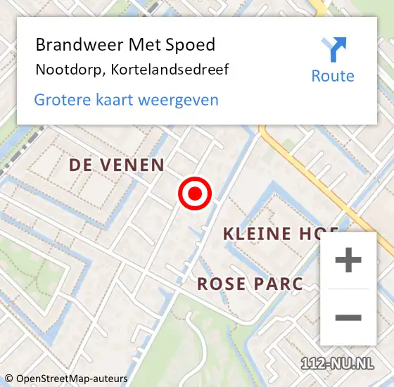 Locatie op kaart van de 112 melding: Brandweer Met Spoed Naar Nootdorp, Kortelandsedreef op 24 maart 2022 10:38