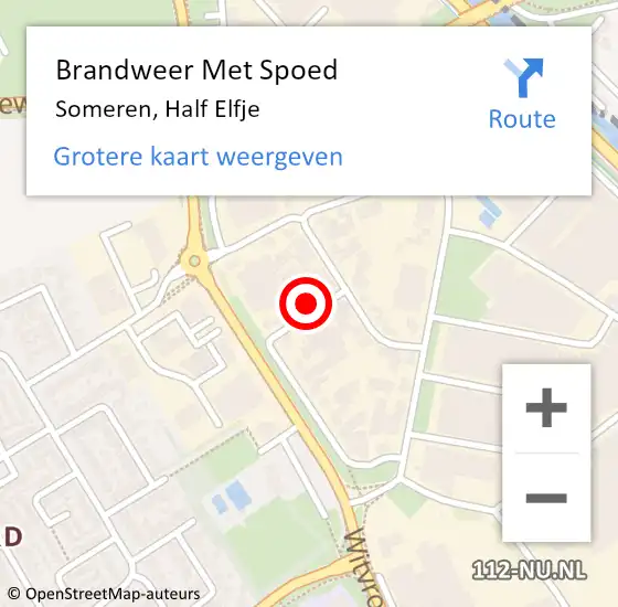 Locatie op kaart van de 112 melding: Brandweer Met Spoed Naar Someren, Half Elfje op 24 maart 2022 10:39