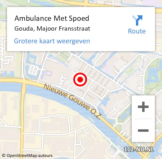 Locatie op kaart van de 112 melding: Ambulance Met Spoed Naar Gouda, Majoor Fransstraat op 24 maart 2022 10:47