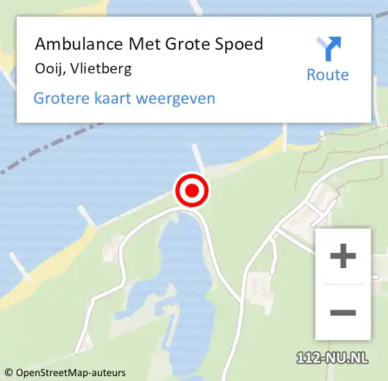 Locatie op kaart van de 112 melding: Ambulance Met Grote Spoed Naar Ooij, Vlietberg op 24 maart 2022 10:49