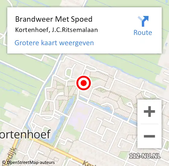 Locatie op kaart van de 112 melding: Brandweer Met Spoed Naar Kortenhoef, J.C.Ritsemalaan op 24 maart 2022 10:50