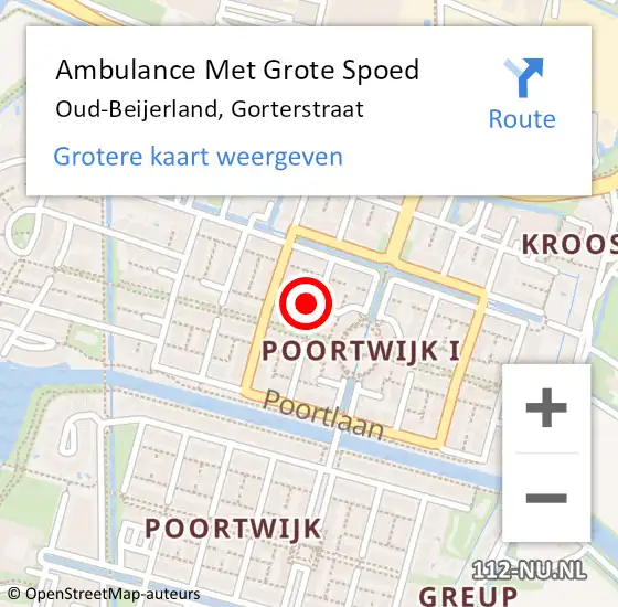 Locatie op kaart van de 112 melding: Ambulance Met Grote Spoed Naar Oud-Beijerland, Gorterstraat op 24 maart 2022 10:52