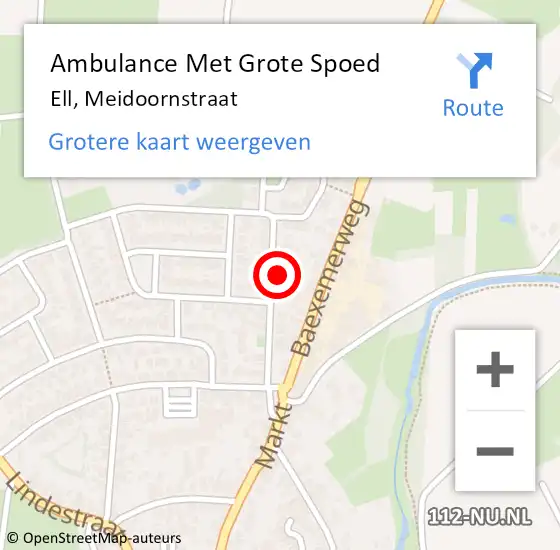 Locatie op kaart van de 112 melding: Ambulance Met Grote Spoed Naar Ell, Meidoornstraat op 24 maart 2022 10:59