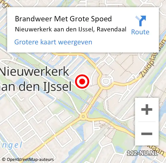 Locatie op kaart van de 112 melding: Brandweer Met Grote Spoed Naar Nieuwerkerk aan den IJssel, Ravendaal op 24 maart 2022 10:59