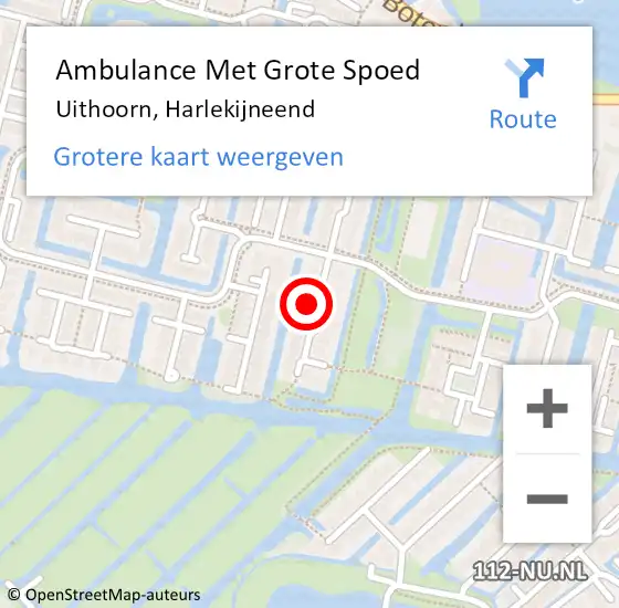 Locatie op kaart van de 112 melding: Ambulance Met Grote Spoed Naar Uithoorn, Harlekijneend op 24 maart 2022 11:09