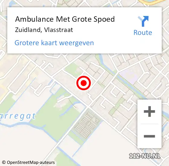 Locatie op kaart van de 112 melding: Ambulance Met Grote Spoed Naar Zuidland, Vlasstraat op 24 maart 2022 11:21