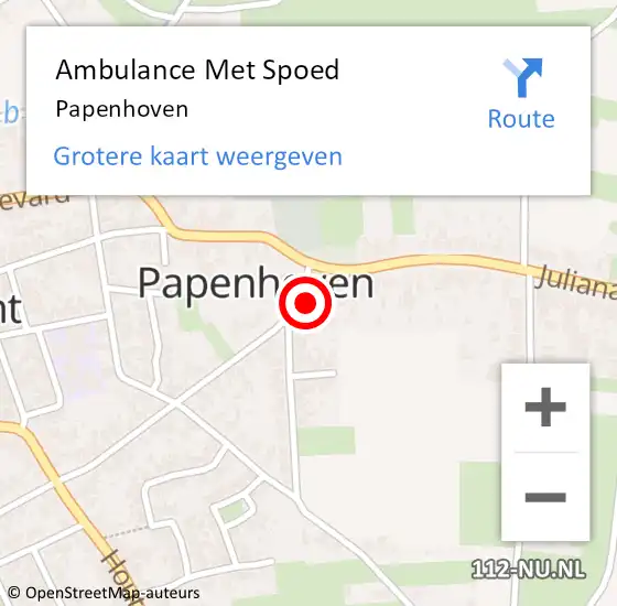 Locatie op kaart van de 112 melding: Ambulance Met Spoed Naar Papenhoven op 12 juli 2014 00:23