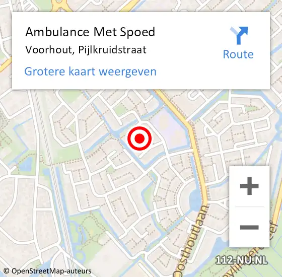 Locatie op kaart van de 112 melding: Ambulance Met Spoed Naar Voorhout, Pijlkruidstraat op 24 maart 2022 11:31