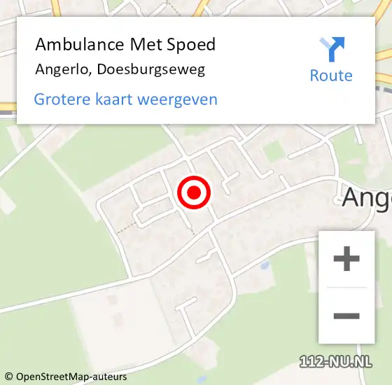 Locatie op kaart van de 112 melding: Ambulance Met Spoed Naar Angerlo, Doesburgseweg op 24 maart 2022 11:40