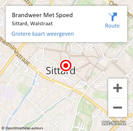 Locatie op kaart van de 112 melding: Brandweer Met Spoed Naar Sittard, Walstraat op 24 maart 2022 11:42