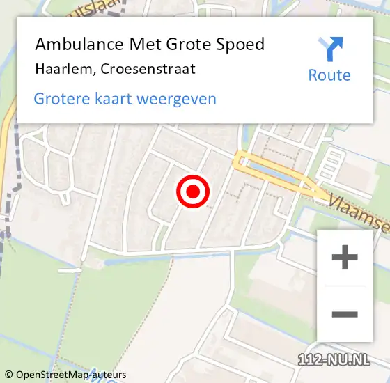Locatie op kaart van de 112 melding: Ambulance Met Grote Spoed Naar Haarlem, Croesenstraat op 24 maart 2022 12:08