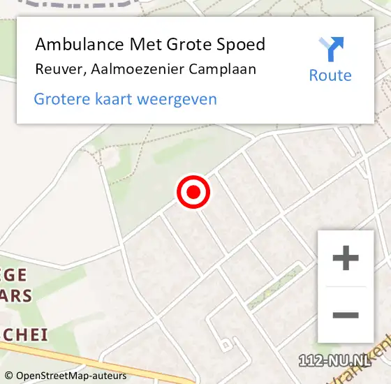 Locatie op kaart van de 112 melding: Ambulance Met Grote Spoed Naar Reuver, Aalmoezenier Camplaan op 24 maart 2022 12:17