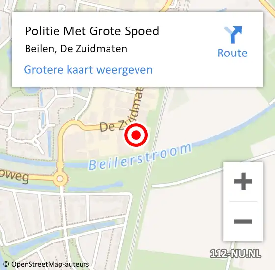 Locatie op kaart van de 112 melding: Politie Met Grote Spoed Naar Beilen, De Zuidmaten op 24 maart 2022 12:22