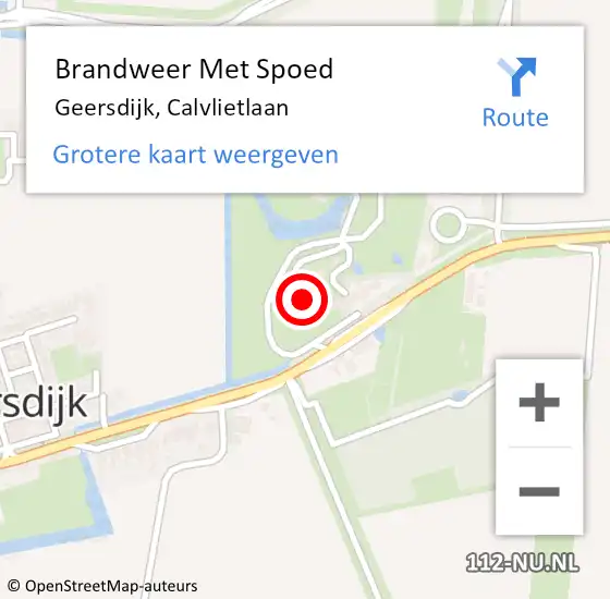 Locatie op kaart van de 112 melding: Brandweer Met Spoed Naar Geersdijk, Calvlietlaan op 24 maart 2022 12:29