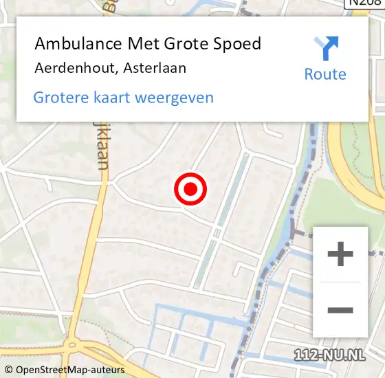 Locatie op kaart van de 112 melding: Ambulance Met Grote Spoed Naar Aerdenhout, Asterlaan op 24 maart 2022 12:38