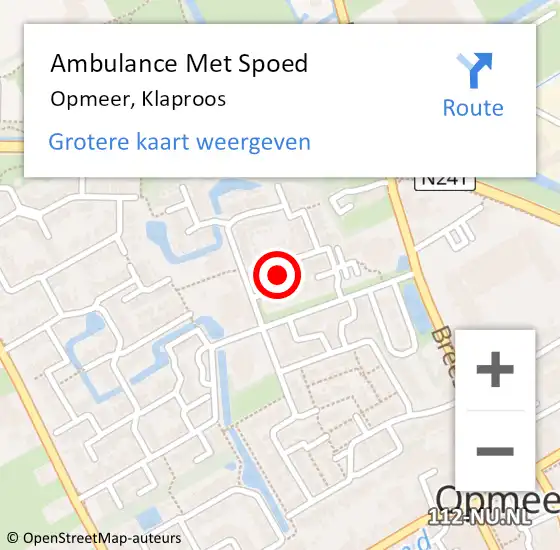 Locatie op kaart van de 112 melding: Ambulance Met Spoed Naar Opmeer, Klaproos op 24 maart 2022 12:41