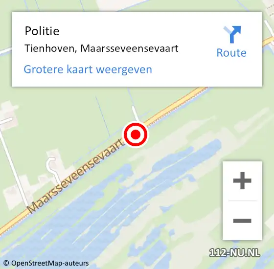 Locatie op kaart van de 112 melding: Politie Tienhoven, Maarsseveensevaart op 24 maart 2022 12:59