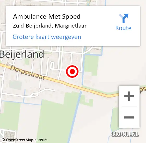 Locatie op kaart van de 112 melding: Ambulance Met Spoed Naar Zuid-Beijerland, Margrietlaan op 24 maart 2022 13:14