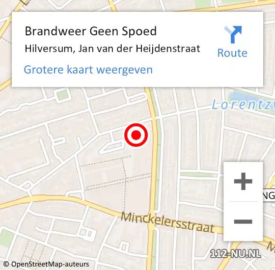 Locatie op kaart van de 112 melding: Brandweer Geen Spoed Naar Hilversum, Jan van der Heijdenstraat op 24 maart 2022 13:18