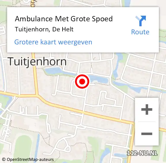 Locatie op kaart van de 112 melding: Ambulance Met Grote Spoed Naar Tuitjenhorn, De Helt op 24 maart 2022 13:26