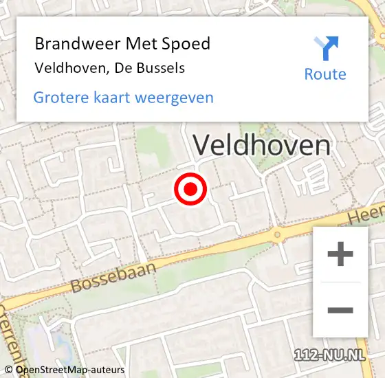 Locatie op kaart van de 112 melding: Brandweer Met Spoed Naar Veldhoven, De Bussels op 24 maart 2022 13:31