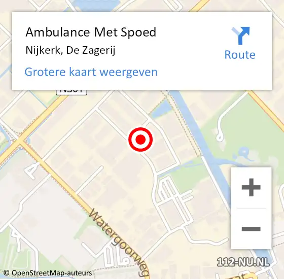 Locatie op kaart van de 112 melding: Ambulance Met Spoed Naar Nijkerk, De Zagerij op 24 maart 2022 13:32