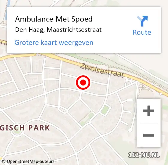 Locatie op kaart van de 112 melding: Ambulance Met Spoed Naar Den Haag, Maastrichtsestraat op 24 maart 2022 13:39