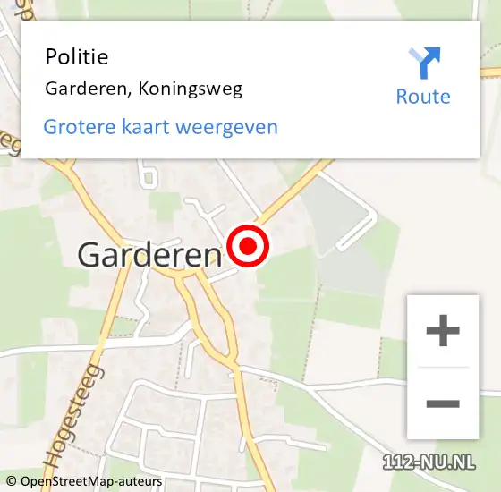 Locatie op kaart van de 112 melding: Politie Garderen, Koningsweg op 24 maart 2022 13:44