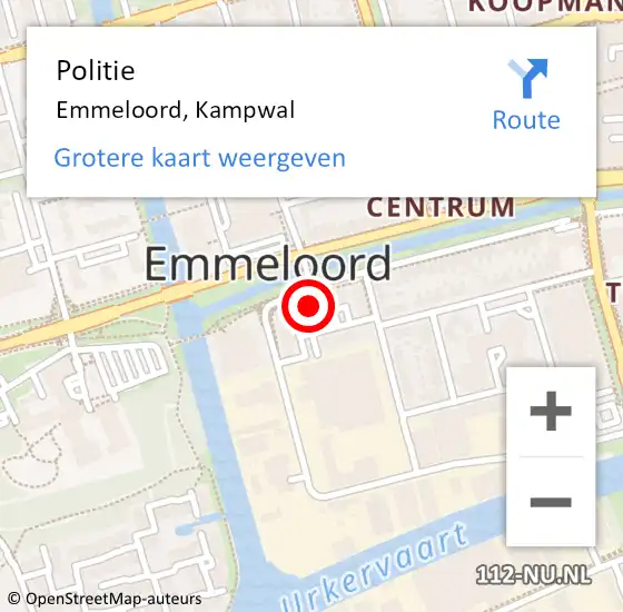 Locatie op kaart van de 112 melding: Politie Emmeloord, Kampwal op 24 maart 2022 13:51