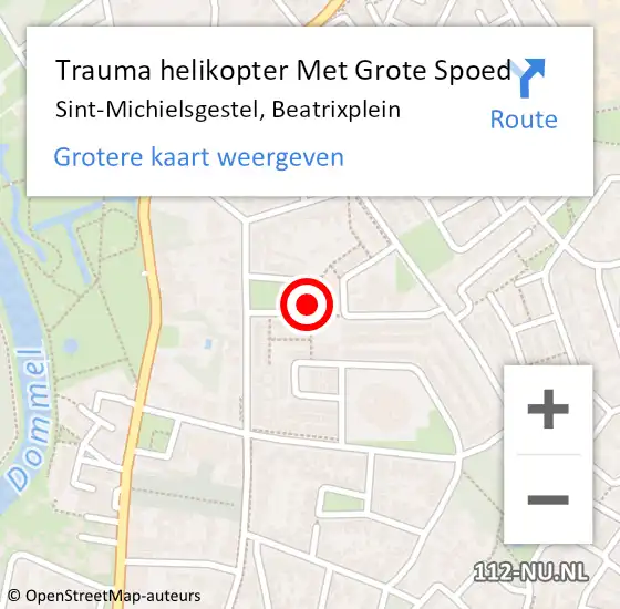 Locatie op kaart van de 112 melding: Trauma helikopter Met Grote Spoed Naar Sint-Michielsgestel, Beatrixplein op 24 maart 2022 13:52
