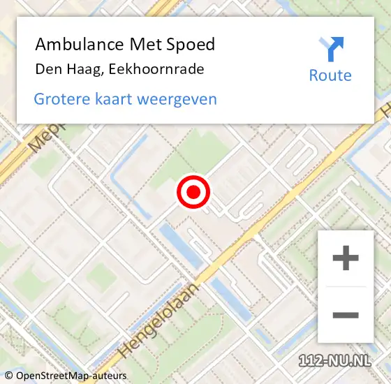 Locatie op kaart van de 112 melding: Ambulance Met Spoed Naar Den Haag, Eekhoornrade op 24 maart 2022 14:09