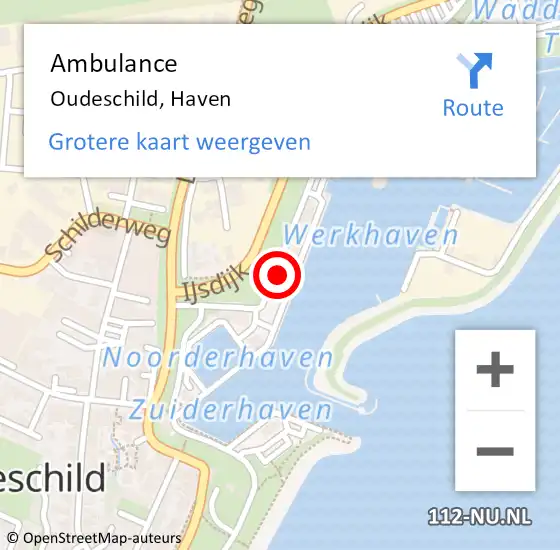 Locatie op kaart van de 112 melding: Ambulance Oudeschild, Haven op 24 maart 2022 14:11