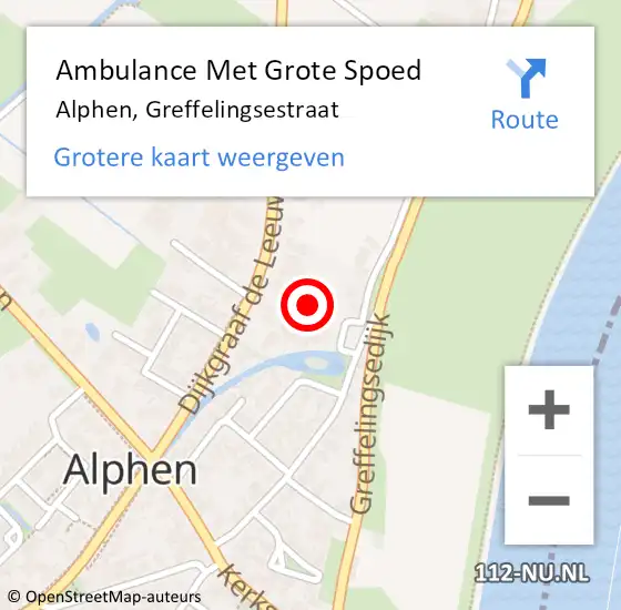 Locatie op kaart van de 112 melding: Ambulance Met Grote Spoed Naar Alphen, Greffelingsestraat op 24 maart 2022 14:25