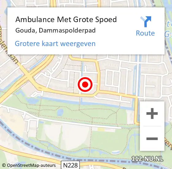 Locatie op kaart van de 112 melding: Ambulance Met Grote Spoed Naar Gouda, Dammaspolderpad op 24 maart 2022 14:45