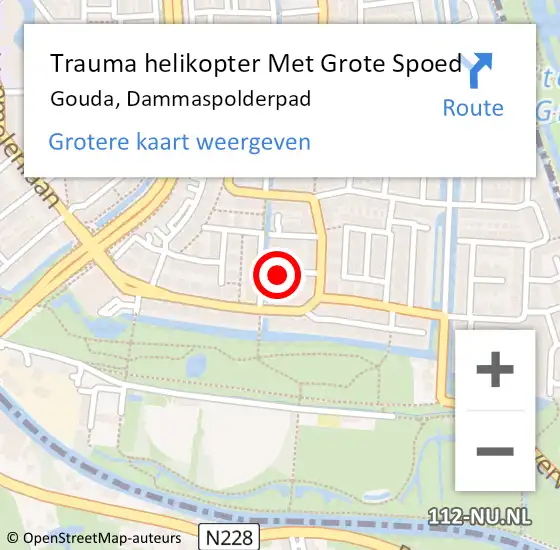 Locatie op kaart van de 112 melding: Trauma helikopter Met Grote Spoed Naar Gouda, Dammaspolderpad op 24 maart 2022 14:50