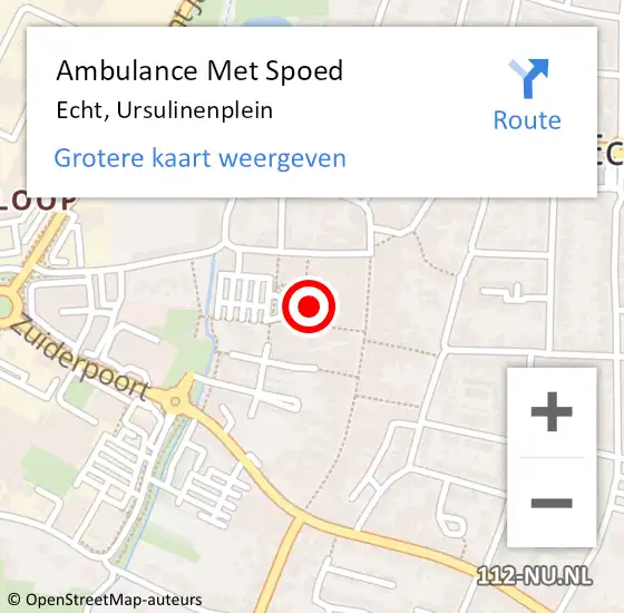 Locatie op kaart van de 112 melding: Ambulance Met Spoed Naar Echt, Ursulinenplein op 24 maart 2022 15:15